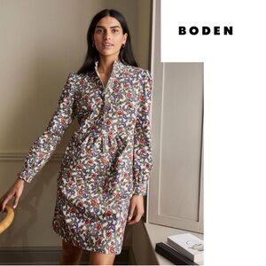NEW Boden Floral Ruffle Neck Cord Dress Print Dress